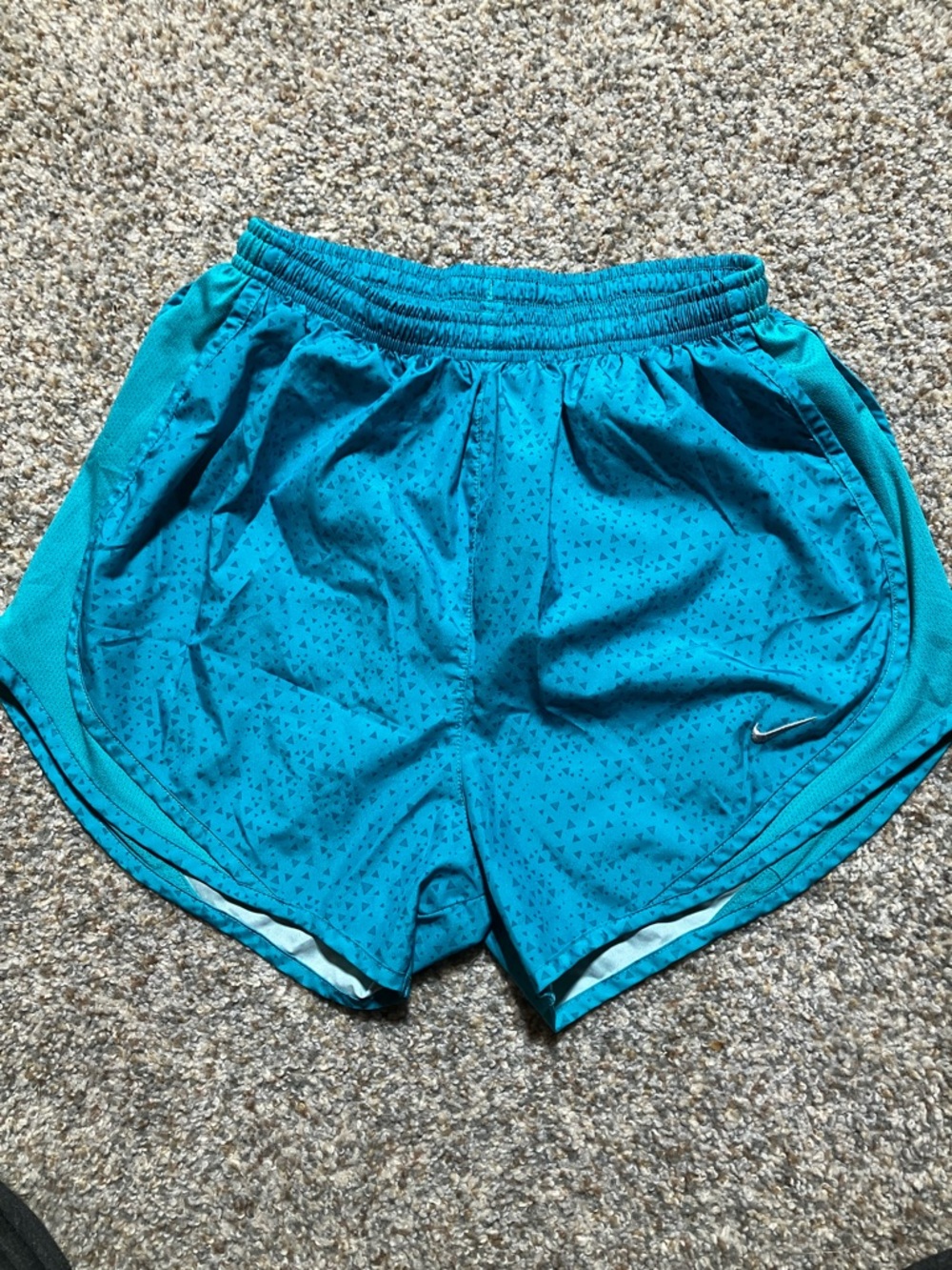 Nike Women's Teal Running Shorts with Subtle Print
